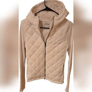 Liverpool Women's Cream Quilted Puffer Jacket with Hood Size XS